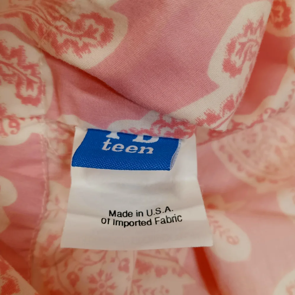 Pottery Barn Vintage PAIR Teen Pink Percale Paisley Pillow Shams